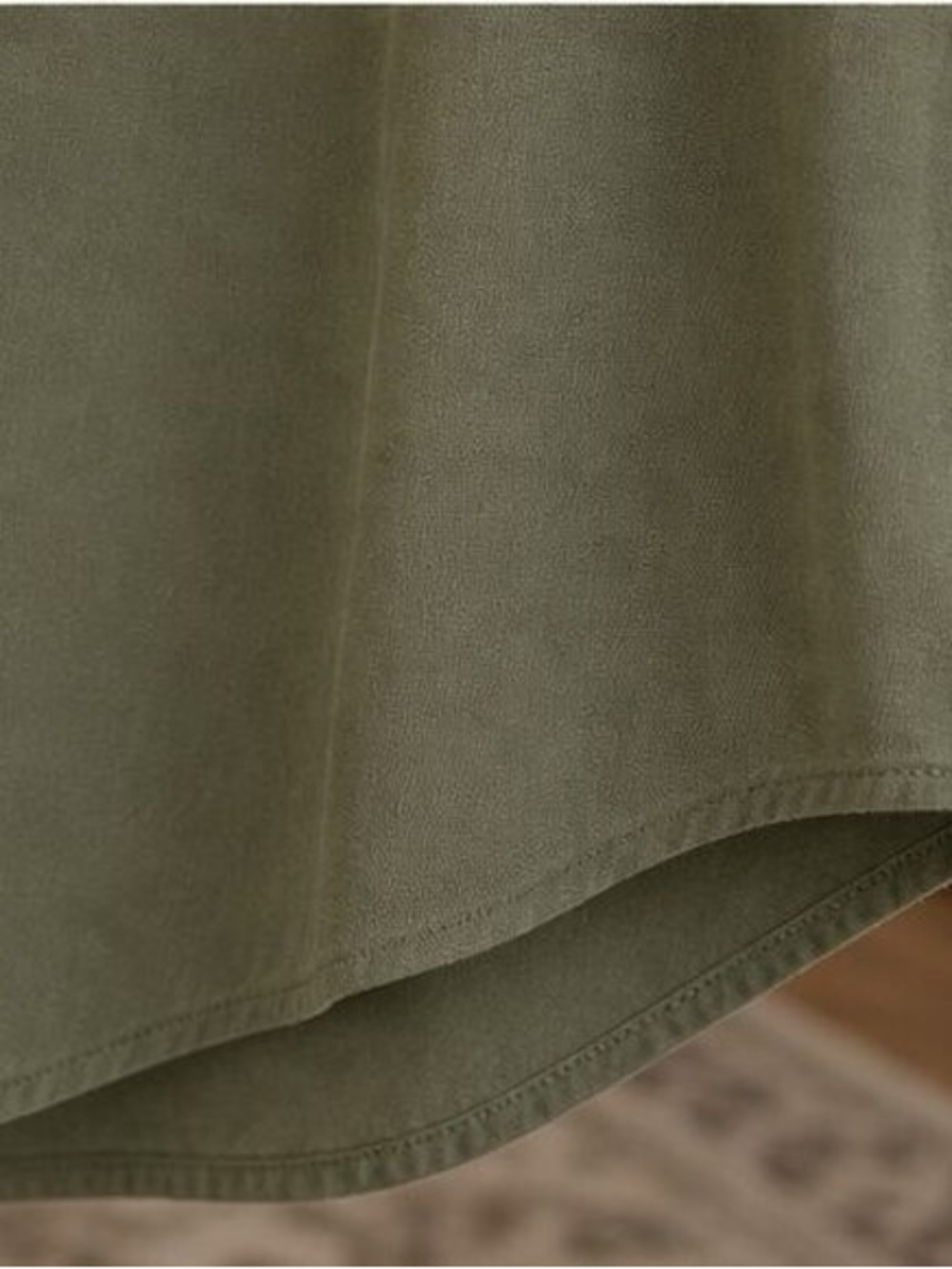 Olive Tie-Neck Button Front Blouse - Women's Top - Picture 6 of 6